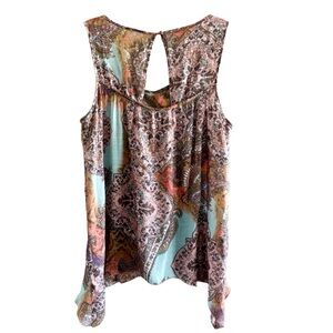 Spense Womens Boho Lightweight Sleeveless Tank Top Multicolor Size Large